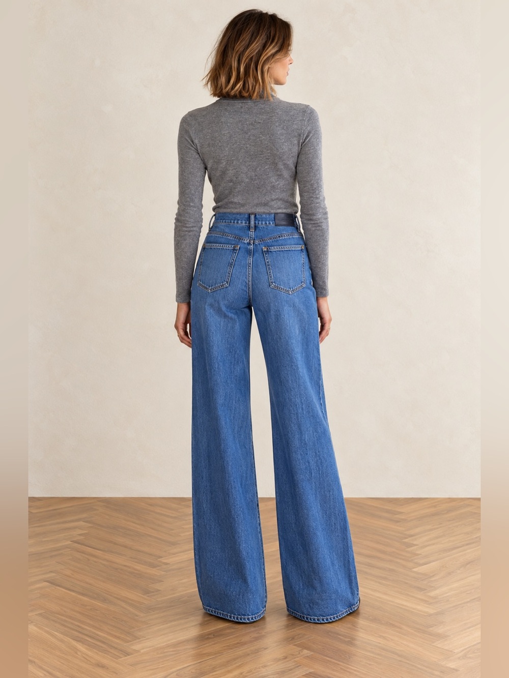 7 For All Mankind High Rise Wide Leg Trouser Jeans Medium Blue 30 - Picture 4 of 14